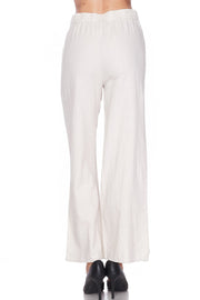 High Waisted Wide Leg Linen Palazzo Pants In Ivory