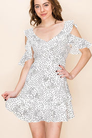 Spot in my Heart Black & White Polka Dot Short Sleeve Ruffled Mini Dress