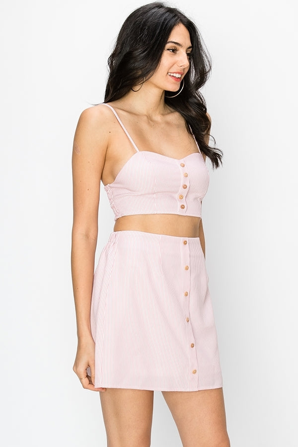 Pastels, High Waisted Skirt and Crop Top Sets, Pink Outfit, Summer Outfit, Spring Outfit, Vacation Outfit, Spaghetti Top, Sunny Day Outfit, Beach Outfit, Sun Dress