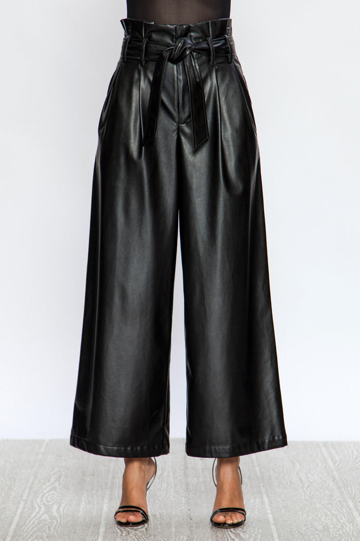 Leather, Vintage Pants, Trendy, Fall Outfit, Winter Outfit, Casual Wear, Fashion,Trendy,Pants, Wide Leg Pants, All Black, Pants with Belt, Pocket Pants, Bottoms