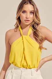 Blouse, Top, Tank Top, Summer Outfit, Dressy Top, Dressy Blouse, Halter Top, Yellow Top, Trendy Outfit, Blogger Outfit, Spring, Pastels