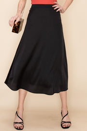 Matilda Midi Silk Skirt in Black