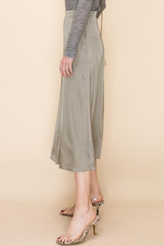 Matilda Midi Silk Skirt in Olive