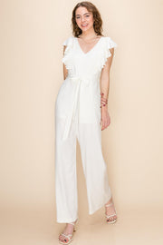 I Adore You White Ruffle One-piece Jumpsuit