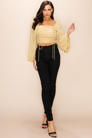 Dream Girl Long Sleeve Square Neck Top in Mustard