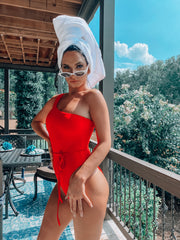 Red Pepper One-Piece One Shoulder SwimSuit